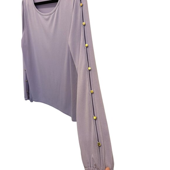 Roz & Ali Lilac Long Sleeve Top With Gold Button Detail - Picture 4 of 7